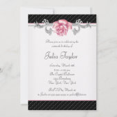 Pink Rose Black Polka Dot Sweet Sixteen Birthday Kaart (Achterkant)