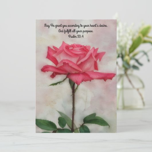 Pink Rose Blessing Faith Flat Note Kaart (Staand voorkant)