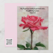 Pink Rose Blessing Faith Flat Note Kaart (Voorkant / Achterkant)