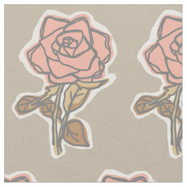 Pink Rose Block Print Taupe Floral Dress Stof