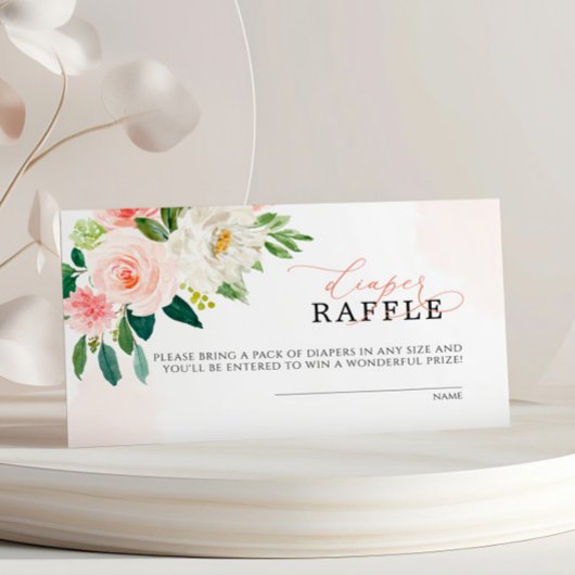 Pink Rose Bloemen Luier Raffle Ticket Informatiekaartje