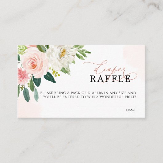 Pink Rose Bloemen Luier Raffle Ticket Informatiekaartje (Voorkant)