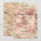 Pink Rose Blush Gold Zebra Animal Vrijgezellenfees Kaart (Voorkant / Achterkant)