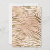 Pink Rose Blush Gold Zebra Animal Vrijgezellenfees Kaart (Achterkant)