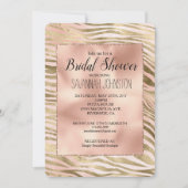 Pink Rose Blush Gold Zebra Animal Vrijgezellenfees Kaart (Voorkant)