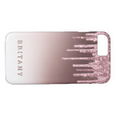 Pink Rose Blush Paarse Glitter Sparkle Naam Case-Mate iPhone Case (Achterkant (Horizontaal))