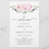Pink Rose Botanical Wedding Ceremony Programme (Voorkant)