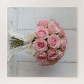 Pink Rose Bouquet Pearl Lace Romantic Legpuzzel (Horizontaal)