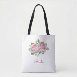Pink Rose Bridal Tote Bag