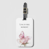 Pink Rose Butterfly Bagagelabel (Voorkant (verticaal))