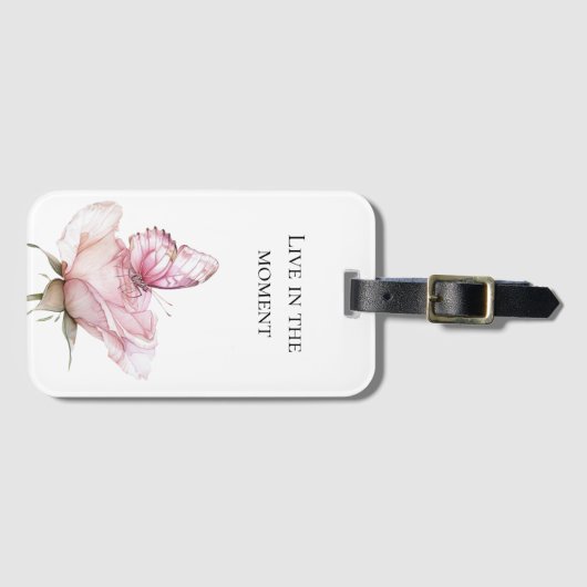 Pink Rose Butterfly Bagagelabel (Voorkant (horizontaal))