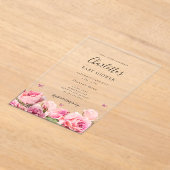 Pink Rose Butterfly Girl Baby Shower  Acryl Uitnodigingen (Laagn)