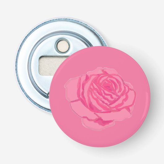 Pink rose button flesopener (Voorkant)
