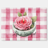  Pink Rose Candle Plaid  Magneet (Voorkant)