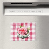 Pink Rose Candle Plaid Magneet (Insitu (Vaatwasser))