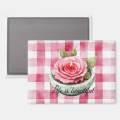 Pink Rose Candle Plaid Magneet (Voorkant / Achterkant)