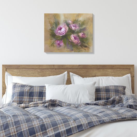 Pink Rose Canvas Afdruk (Insitu (Slaapkamer))