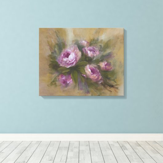 Pink Rose Canvas Afdruk (Insitu (Houten vloer))