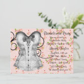 Pink Rose Corset Pink Black Bachelorette Party Kaart (Staand voorkant)