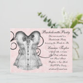 Pink Rose Corset Pink Black Bachelorette Party Kaart (Staand voorkant)