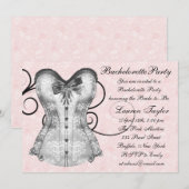 Pink Rose Corset Pink Black Bachelorette Party Kaart (Voorkant / Achterkant)
