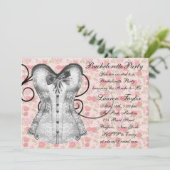 Pink Rose Corset Pink Black Bachelorette Party Kaart (Staand voorkant)