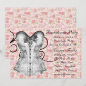 Pink Rose Corset Pink Black Bachelorette Party Kaart (Voorkant / Achterkant)
