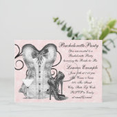 Pink Rose Corset Pink Martini Bachelorette Party Kaart (Staand voorkant)