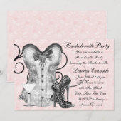 Pink Rose Corset Pink Martini Bachelorette Party Kaart (Voorkant / Achterkant)