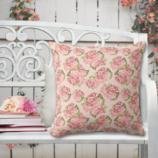 Pink Rose Country Chic Dot Pattern Sierkussen