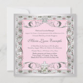 Pink Rose Cross Quinceanera Kaart (Achterkant)