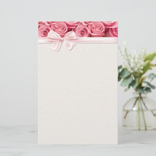 Pink Rose Elegance 2 Briefpapier (Staand voorkant)