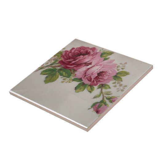 Pink Rose elegance Ceramic Tile Tegeltje (Zijkant)