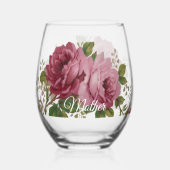 Pink Rose Elegance Drinkware Set Wijnglas Zonder Voet (Achterkant)