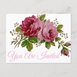 Pink Rose Elegance Invitation Briefkaart