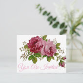 Pink Rose Elegance Invitation Briefkaart (Staand voorkant)