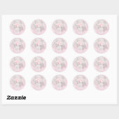 Pink Rose en Baby's Breath Bruiloft Mason Jar Ronde Sticker (Vel)