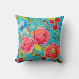 Pink Rose en Cherry Turquoise Kussen