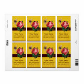 PINK ROSE EN HONEY BEE, BEEKEEPER ETIKET (Full Sheet)