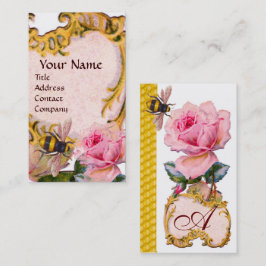 PINK ROSE EN HONEY BEEKEEPER MONOGRAM VISITEKAARTJE