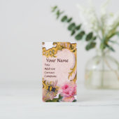 PINK ROSE EN HONEY BEEKEEPER MONOGRAM VISITEKAARTJE (Staand voorkant)