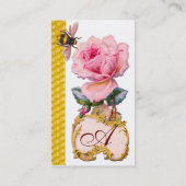 PINK ROSE EN HONEY BEEKEEPER MONOGRAM VISITEKAARTJE (Achterkant)