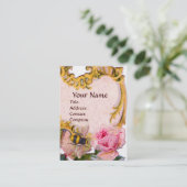 PINK ROSE EN HONEY BEEKEEPER MONOGRAM VISITEKAARTJE (Staand voorkant)