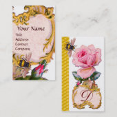 PINK ROSE EN HONEY BEEKEEPER MONOGRAM VISITEKAARTJE (Voorkant / Achterkant)