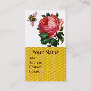 PINK ROSE EN HONEY BEEKEEPER RED WAX SEAL VISITEKAARTJE