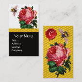 PINK ROSE EN HONEY BEEKEEPER RED WAX SEAL VISITEKAARTJE (Voorkant / Achterkant)