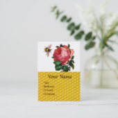 PINK ROSE EN HONEY BEEKEEPER WAX SEAL VISITEKAARTJE (Staand voorkant)