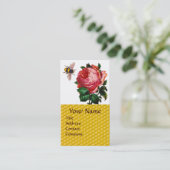 PINK ROSE EN HONEY BEEKEEPER WAX SEAL VISITEKAARTJE (Staand voorkant)