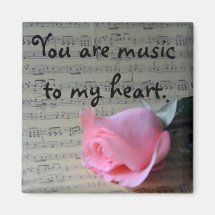Pink Rose en muziek "You Are Music to My Heart" Magneet