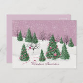 Pink Rose Enchanted Forest Holiday Letter Card Briefkaart (Voorkant / Achterkant)